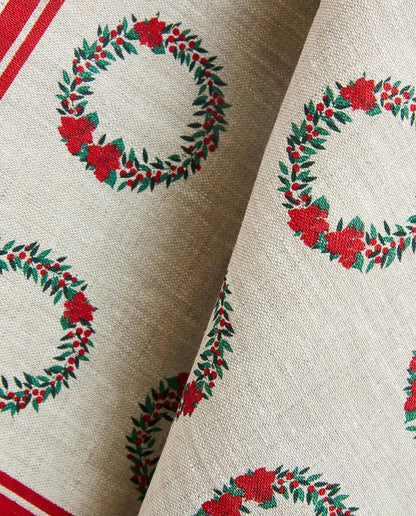 CHRISTMAS WREATH LINEN TEA TOWEL