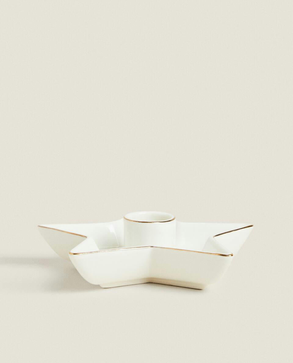 LARGE CHRISTMAS STAR CANDLESTICK WITH RIM