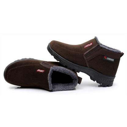 (Limited Time 70% Discount Event) Men's 2024 Winter New Waterproof And Non-Slip Slip-On Warm Cotton Shoes Correction Ankle Support Wide Toe Arch Support Sports Shoes