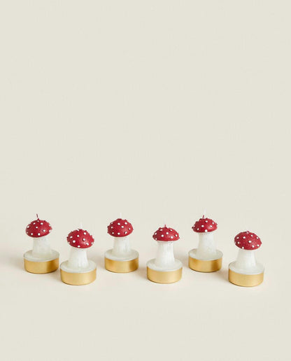 PACK OF CHRISTMAS MUSHROOM CANDLES (PACK OF 6)