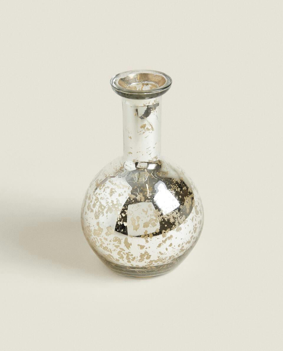 CHRISTMAS MERCURISED GLASS VASE