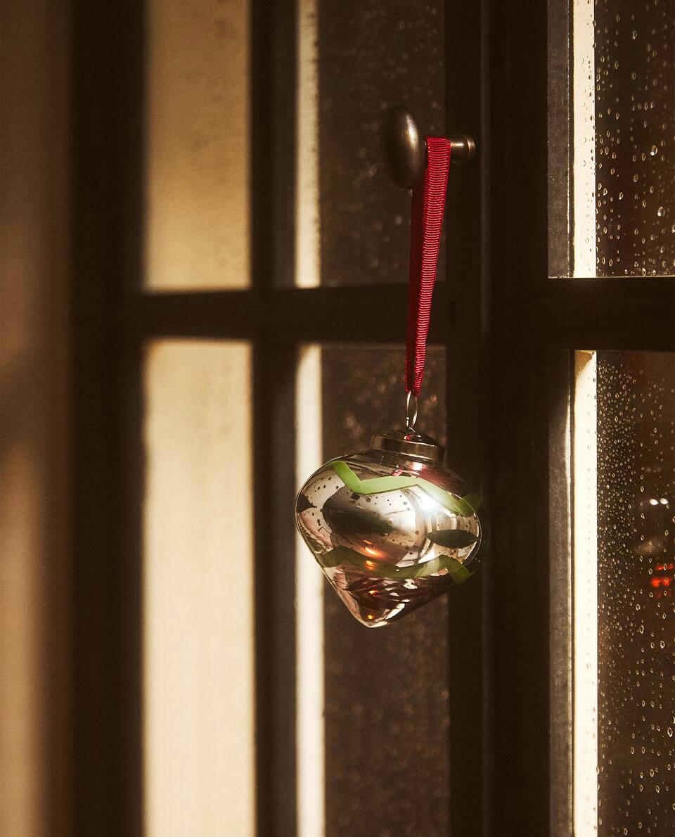 MERCURISED GLASS SPINNING TOP CHRISTMAS DECORATION