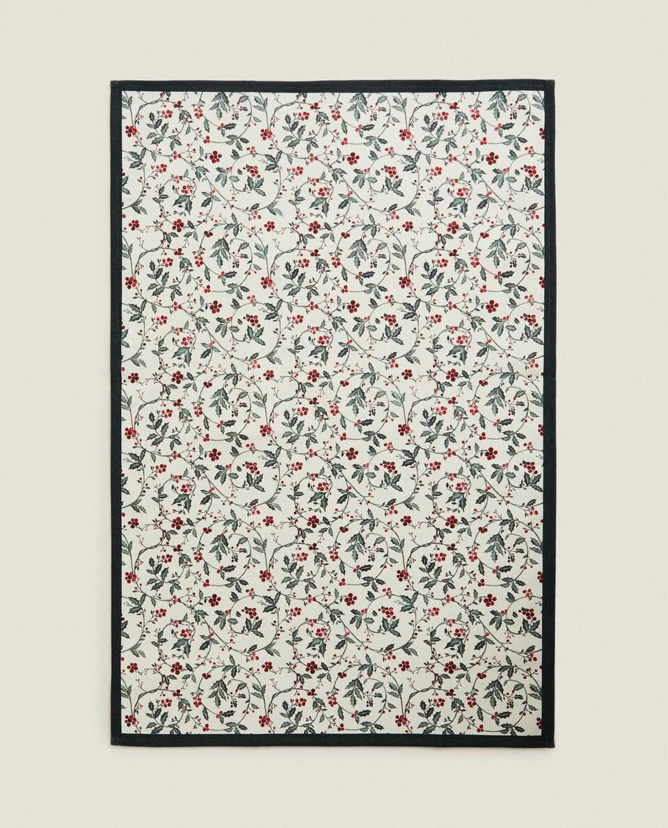 PACK OF COTTON CHRISTMAS HOLLY TEA TOWELS (PACK OF 2)