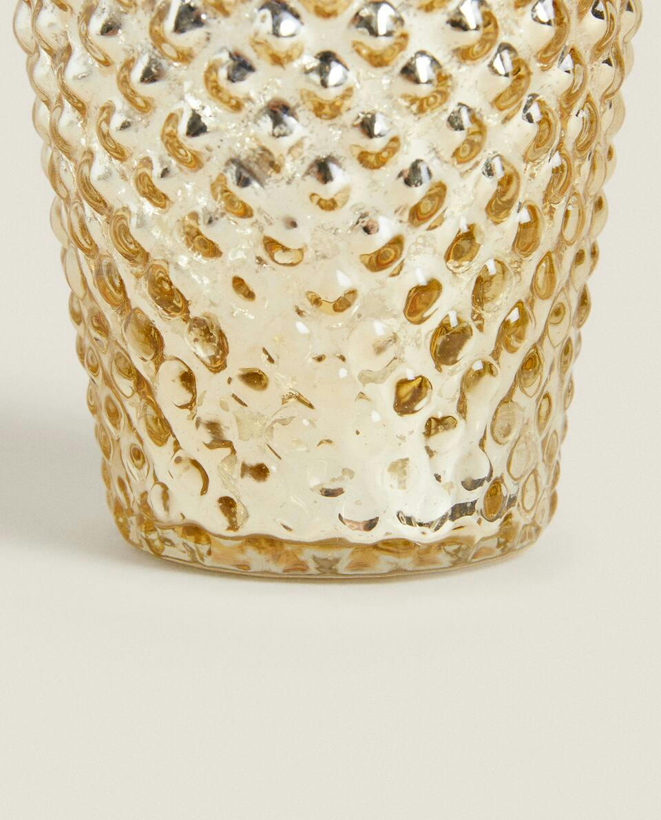 CHRISTMAS MERCURISED GLASS TEALIGHT HOLDER