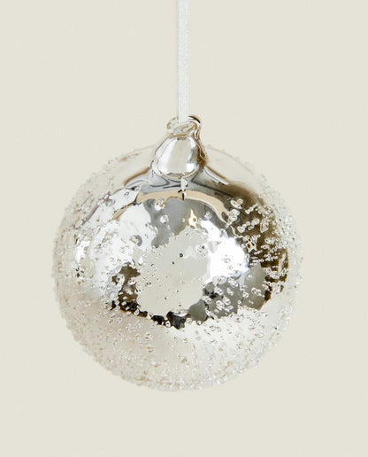 GLITTERY GLASS CHRISTMAS BAUBLE DECORATION