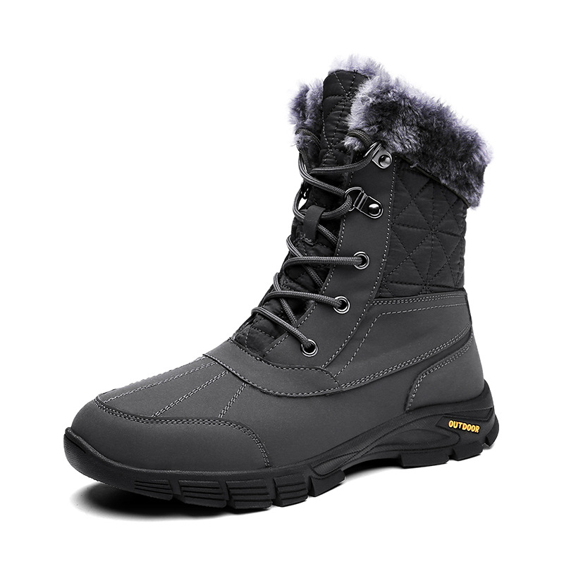 (Limited Time Sale 49%off)Men's Winter Warm Thick Leather Platform Fur Lined Snow Boots Waterproof Non-slip Wear-resistant Winter Boots