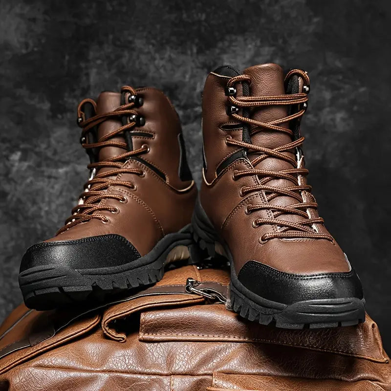 (⏰Limited Time 70% Off Event) Men's Waterproof Non-slip Anti-puncture Hiking Boots Ankle Support Wide Toe Arch Support Orthopedic Work Boots