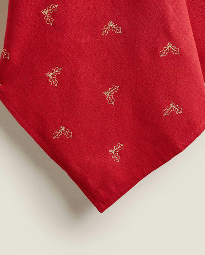 EMBROIDERED CHRISTMAS TREE COTTON TEA TOWEL