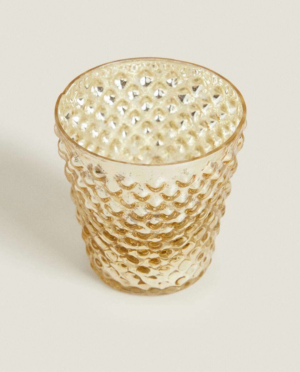 CHRISTMAS MERCURISED GLASS TEALIGHT HOLDER