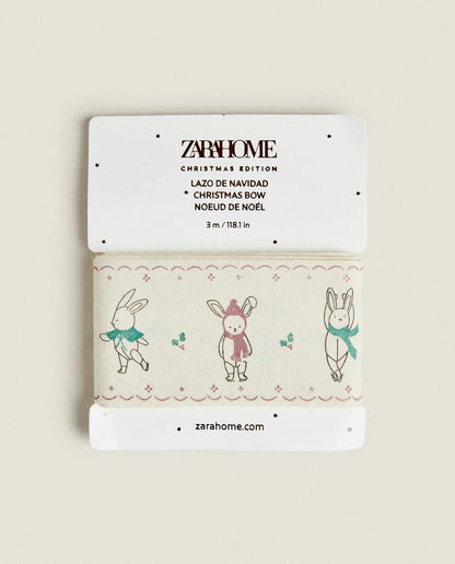 CHILDREN’S WRAPPING PAPER WITH CHRISTMAS BUNNY RABBITS