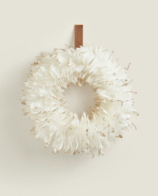 CHRISTMAS FEATHER WREATH DECORATION