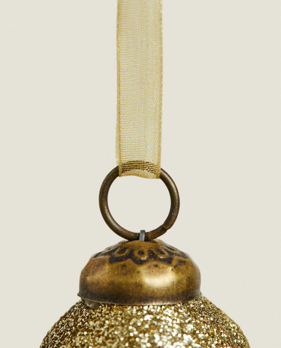 PACK OF GLITTERY CHRISTMAS BAUBLE DECORATIONS (PACK OF 6)