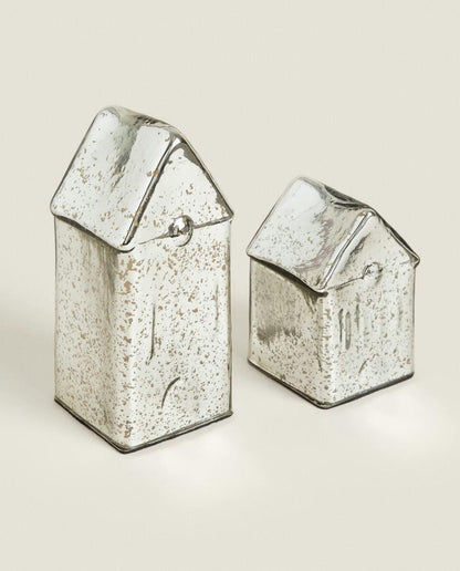 MERCURISED GLASS CHRISTMAS LED LIGHT HOUSE