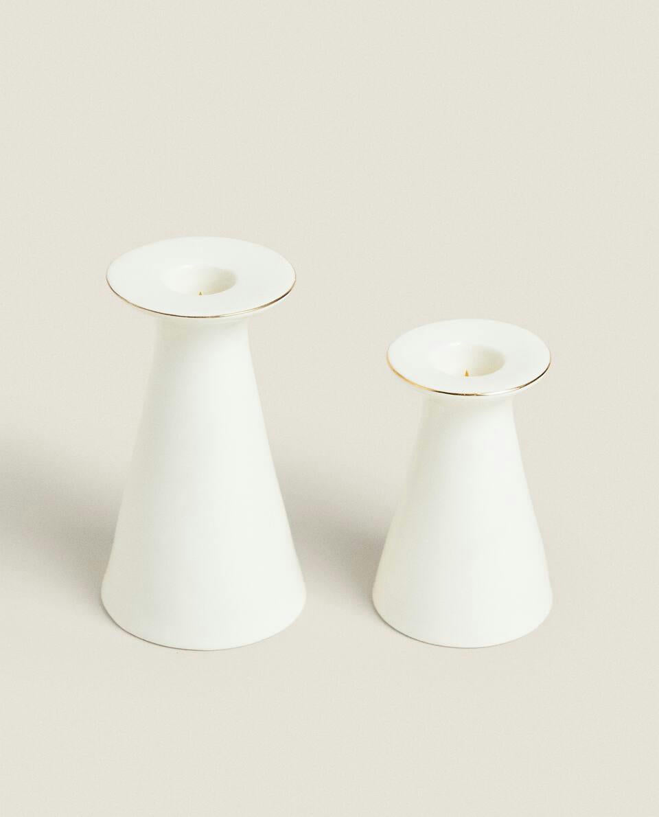 GEOMETRIC PORCELAIN CHRISTMAS CANDLESTICK