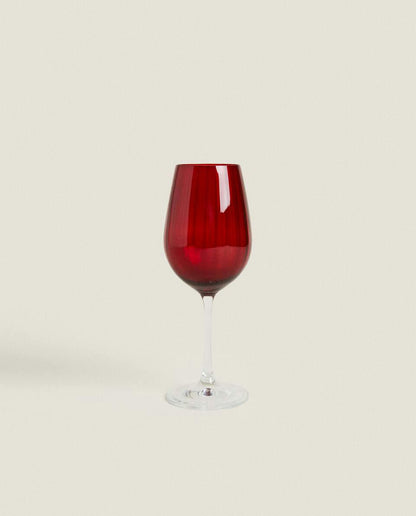 CHRISTMAS CRYSTALLINE COLOURED FLUTE GLASS