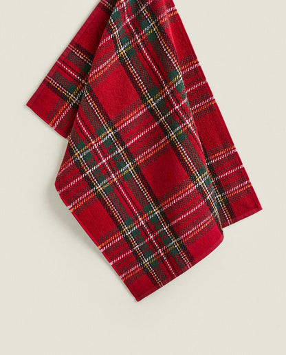 CHRISTMAS TARTAN COTTON TEA TOWEL