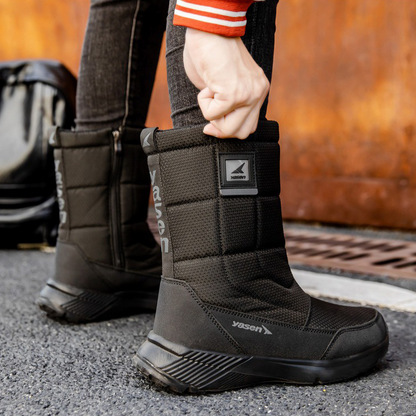 (Limited Time Sale 49%off)Unisex Snow Boots Thick Leather Platform Fur Lined Warm Mid-Calf Boots Waterproof Non-slip Winter Boots(2024Warmth upgrade)