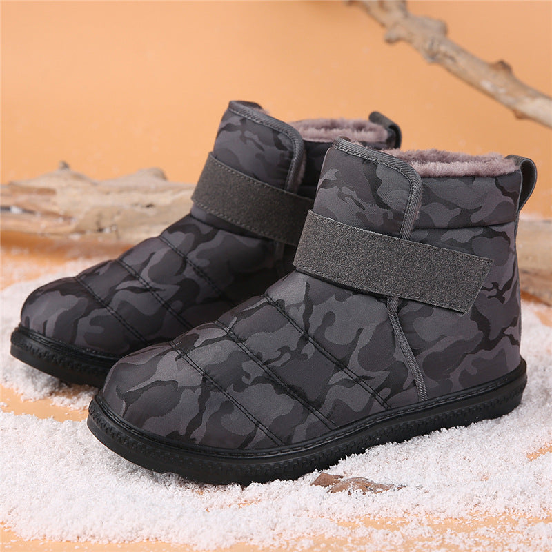 (Limited Time 70% Discount Event) Men's 2024 Winter New Warm Waterproof Non-Slip Puncture-Resistant Velcro Slip-On Snow Boots Ankle Support Orthopedic Wide Toe Arch Support Cotton Shoes