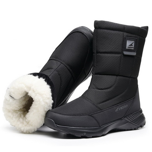 (Limited Time Sale 49%off)Unisex Snow Boots Thick Leather Platform Fur Lined Warm Mid-Calf Boots Waterproof Non-slip Winter Boots(2024Warmth upgrade)